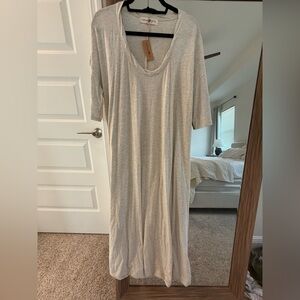 Natural Life Heathered Beige Scoop Neck Maxi T-Shirt Dress L minimalist boho